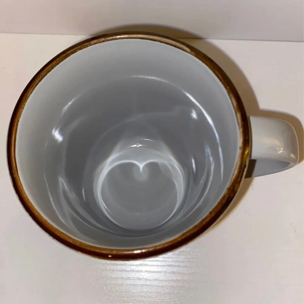 Gray Stoneware Floral Mandala Coffee Mug Boho Ceramic Latte Cup
